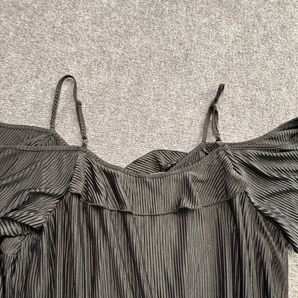 Candies Dress Women’s Large Black Cold Shoulder Plisse Ruffle Dark‎ Fairy Boho - Picture 9 of 14
